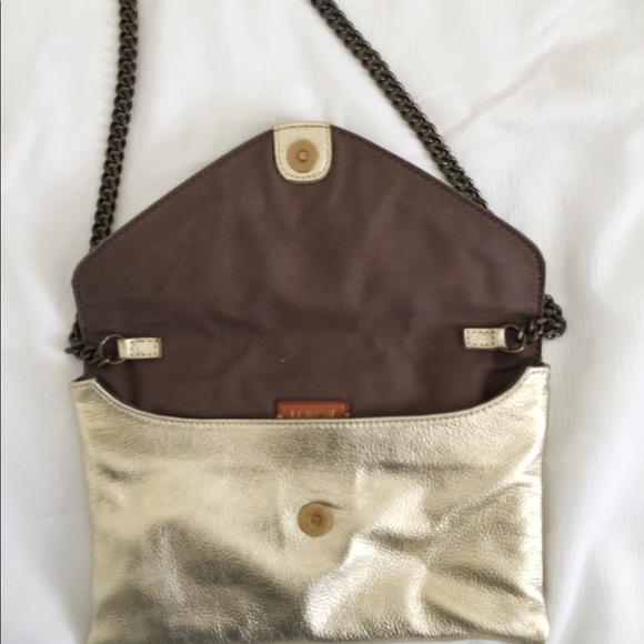 J. Crew Leather Clutch Bag Bronze Chain - Picture 3 of 5